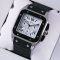 Cartier Santos 100 Chronograph mens watch replica stainless steel black rubber strap