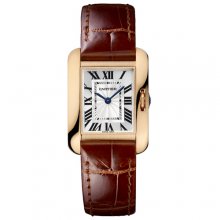 Cartier Tank Anglaise small watch for women W5310027 18K pink gold brown leather strap