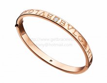 Copy BVLGARI BVLGARI Bangle Bracelet in Pink Gold with Diamonds