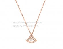 Replica Bvlgari Divas' Dream Rose Gold Openwork Necklace with Central Diamond and Pave Diamonds