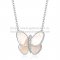 Van Cleef & Arpels Flying Butterfly Pendant Necklace White Gold With White Mother Of Pearl Diamonds