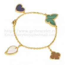 Van Cleef & Arpels Lucky Alhambra 4 Motifs Bracelet Yellow Gold With Stone Combination 005