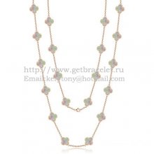 Van Cleef & Arpels Vintage Alhambra Necklace Pink Gold 20 Motifs With Gray Mother Of Pearl