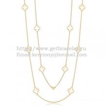 Van Cleef & Arpels Vintage Alhambra Necklace Yellow Gold 10 Motifs With White Mother Of Pearl