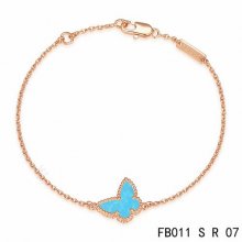 Imitation Van Cleef & Arpels Sweet Alhambra Butterfly Bracelet In Pink Gold With Turquoise