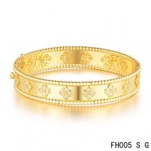 Fake Van Cleef & Arpels Perlee Clover Bracelet In Yellow Gold With Diamond-Small Model