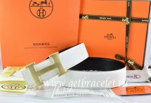 Hermes Reversible Belt White/Black Togo Calfskin With 18k Gold H Buckle