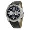 Calibre de Cartier Chronograph replica watch W7100060 steel black dial and leather strap