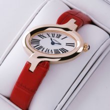Delices de Cartier replica watch for women 18K pink gold leather strap
