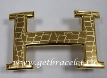 Hermes Reversible Belt 18K Gold Stone Stripe Buckle