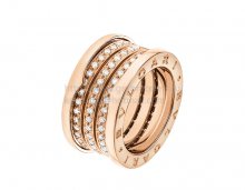 Replica Bvlgari B.zero1 4-Band Ring in Rose Gold with Pave Diamonds