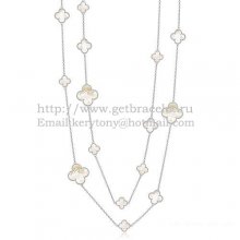 Van Cleef & Arpels Magic Alhambra Necklace White Gold 16 Motifs With White Mother Of Pearl