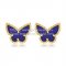 Van Cleef & Arpels Sweet Alhambra Butterfly Earrings Yellow Gold With Lapis Stone Mother Of Pearl