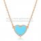 Van Cleef Arpels Sweet Alhambra Heart Pendant Pink Gold With Turquoise Mother Of Pearl
