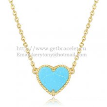 Van Cleef Arpels Sweet Alhambra Heart Pendant Yellow Gold With Turquoise Mother Of Pearl