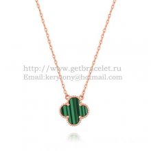 Van Cleef & Arpels Vintage Alhambra Pendant Pink Gold With Malachite Mother Of Pearl 15mm