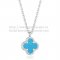 Van Cleef & Arpels Sweet Alhambra Pendant White Gold With Turquoise Mother Of Pearl 9mm