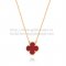 Van Cleef & Arpels Vintage Alhambra Pendant Yellow Gold With Carnelian Mother Of Pearl 15mm