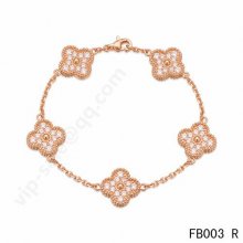 Fake Van Cleef & Arpels Vintage Alhambra Bracelet In Pink Gold With Round Diamonds