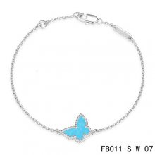 Imitation Van Cleef & Arpels Sweet Alhambra Bracelet In White With Blue Butterfly