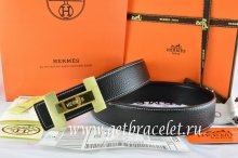 Hermes Reversible Belt Black/Black Togo Calfskin With 18k Gold Logo H Buckle