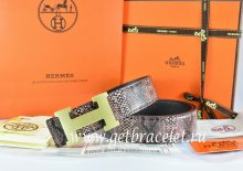 Hermes Reversible Belt Brown/Black Snake Stripe Leather With 18K Gold H Buckle