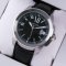 Calibre de Cartier quartz replica watch for men steel black dial and leather strap