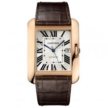 Cartier Tank Anglaise extra large watch for men W5310004 18K pink gold brown leather strap
