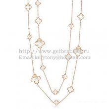Van Cleef & Arpels Magic Alhambra Necklace Pink Gold 16 Motifs With White Mother Of Pearl