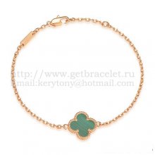 Van Cleef & Arpels Sweet Alhambra Bracelet Pink Gold With Malachite Mother Of Pearl