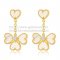Van Cleef & Arpels Sweet Alhambra Effeuillage Earrings Yellow Gold With White Mother Of Pearl