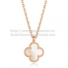 Van Cleef & Arpels Sweet Alhambra Pendant Pink Gold With White Mother Of Pearl 9mm