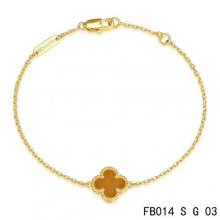Cheap Van Cleef & Arpels Sweet Alhambra Bracelet In Yellow With Light Red Clover