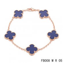 Fake Van Cleef & Arpels Alhambra Bracelet In Pink With 5 Purple Clover