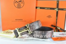 Hermes Reversible Belt Brown/Black Snake Stripe Leather With 18K Gold Idem With Logo Buckle