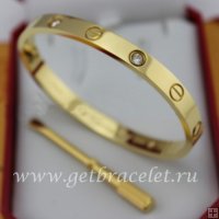 Imitation Cartier Men and Women Yellow Gold Love Bracelet 4 Diamonds B6035916 (New Version - Prevent Screws Fall Out)
