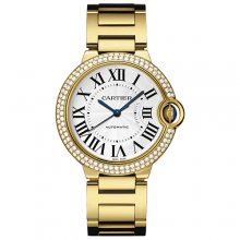 Ballon Bleu de Cartier medium swiss automatic watch 18kt yellow gold diamonds bezel