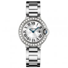 Ballon Bleu de Cartier small swiss quartz white gold watch WE9003Z3 with diamond bezel