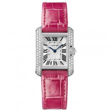 Cartier Tank Anglaise small diamond watch WT100015 18K white gold leather strap