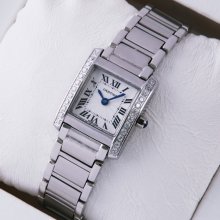 Cartier Tank Francaise diamond watch for women WE1002S3 stainless steel