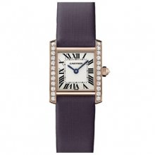 Cartier Tank Francaise diamond ladies watch WE104531 pink gold black stain strap