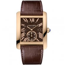 Cartier Tank MC automatic mens watch W5330002 pink gold brown dial and leather strap