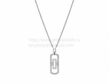 Replica BVLGARI Parentesi White Gold Necklace with Full Pave Diamonds