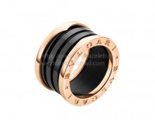 Replica Bvlgari B.zero1 4-Band Rose Gold Ring with Black Ceramic