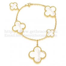 Van Cleef & Arpels Magic Alhambra Bracelet 5 Motifs Yellow Gold With White Mother Of Pearl