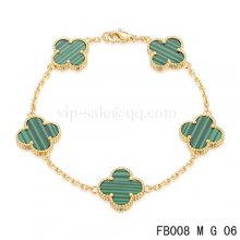 Fake Van Cleef & Arpels Bracelet Jaune Avec 5 Motifs De Couleur Verte
