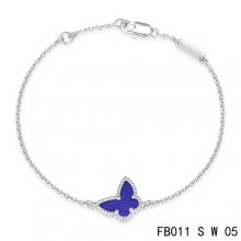 Replica Van Cleef & Arpels Sweet Alhambra Bracelet In White With Purple Butterfly