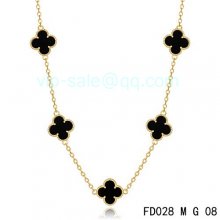 Replica Van Cleef & Arpels Vintage Alhambra Necklace In Yellow Gold With 5 Motifs