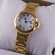 Ballon Bleu de Cartier small quartz watch replica 18kt yellow gold