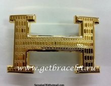Hermes Reversible Belt 18K Gold Lizards Stripe Buckle